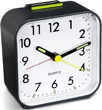 HOPSEM Silent Alarm Clock Battery Powered Non Ticking Bedside Clock