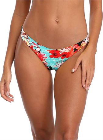 Small Ocean Blues Women's Cheeky Brazilian High Cut Bikini Bottom