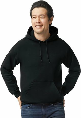 MED - Gildan Adult Fleece Hoodie Sweatshirt, Style G18500, Black