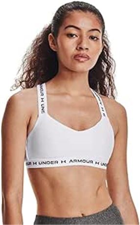 XL - Under Armour Women's Crossback Low Sports Bra , White (100)/Black
