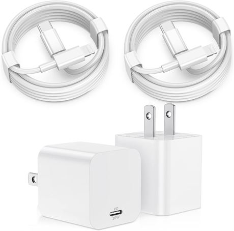 2Pack 6FT 10FTiPhone Fast Charger, 20W USB C Wall Charger Block