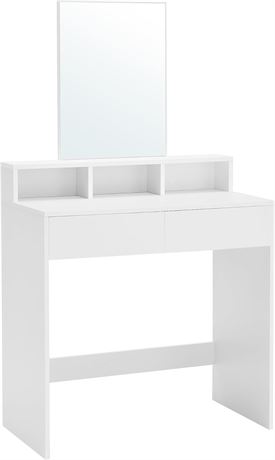 VASAGLE Dressing Table with Large Mirror, Vanity Table with 2 Drawers