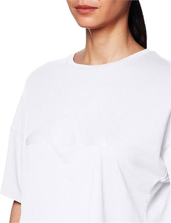MED - Adidas Women's HK6965 W I 3 Bar tee 2 T-Shirt,  White
