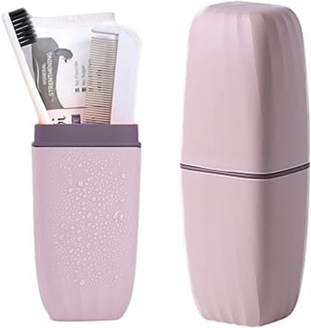 Pink Travel Toothbrush Cup Case,Toothbrush Holder with Cover Travel Toothbrush