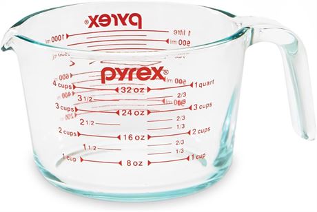 Pyrex 4-Cup Glass Measuring Cup for Baking and Cooking