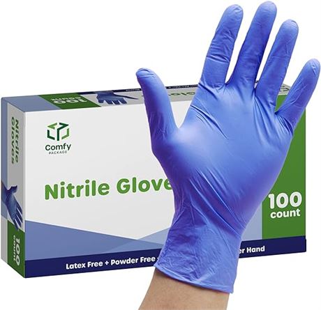 [100 Count] Nitrile Disposable Gloves - 4 mil. | Latex Free and Rubber Free |