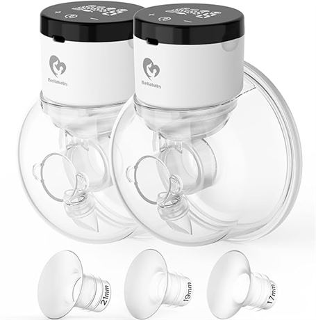 6oz 2 Pack Bellababy Hands-Free Breast Pumps Wearable Upgraded with 17mm, 19mm