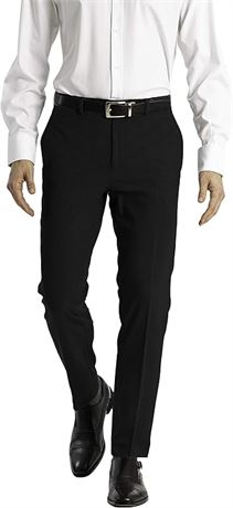 30Wx30L Calvin Klein Mens Skinny Fit Stretch Dress Pant, Black
