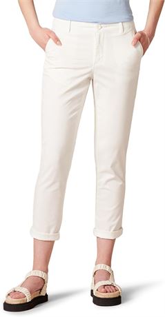 Essentials Womens Women's Cropped Mid-Rise Skinny-fit Chino Pant
