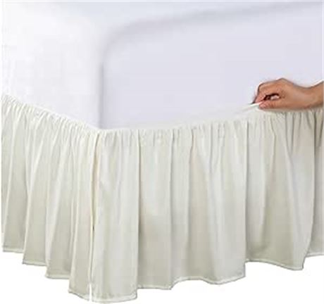 QUEEN - Magic Skirt Ruffled Bedskirt, Never Lift Your Mattress, Classic 14”