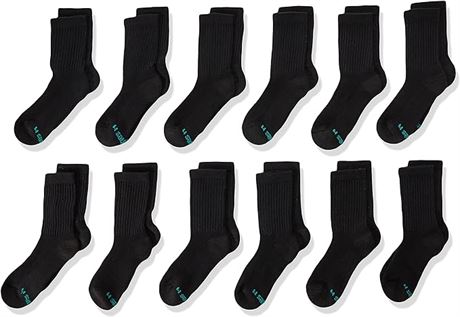 MED - Hanes boys Hanes Boys' Socks, Double Tough Cushioned Crew Socks, 12-pair