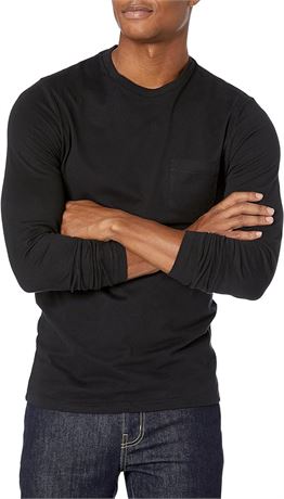 XL - Essentials Mens Slim-Fit Long-Sleeve T-Shirt, Black