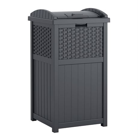 Suncast 33 Gallon Resin Outdoor Hideaway Patio Trash Can, Cyberspace