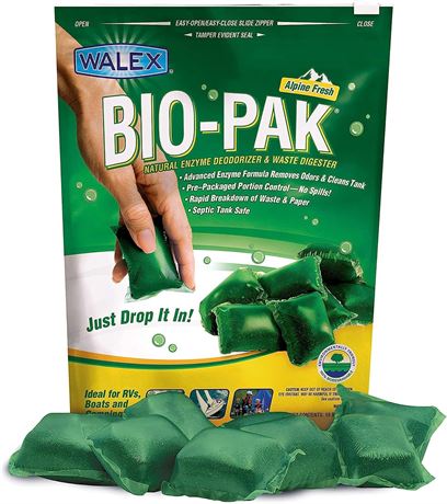 Walex Bio-Pak RV Black Holding Tank Deodorizer and Digester, Natural Enzyme Form