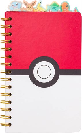 Silver Buffalo Pokemon Pokeball Starters Spiral Tabbed Notebook, 8" x 5"