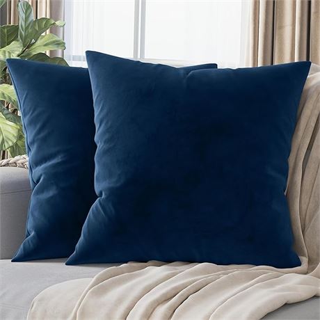 Dark Blue NEATERIZE Premium Velvet Pillow Covers 20x20