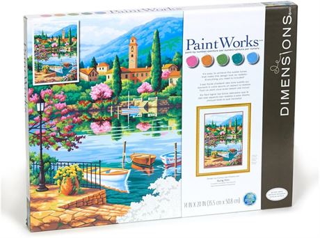 Dimensions Village Lake Afternoon Paint by Numbers for Adults, 14'' W x 20'' L