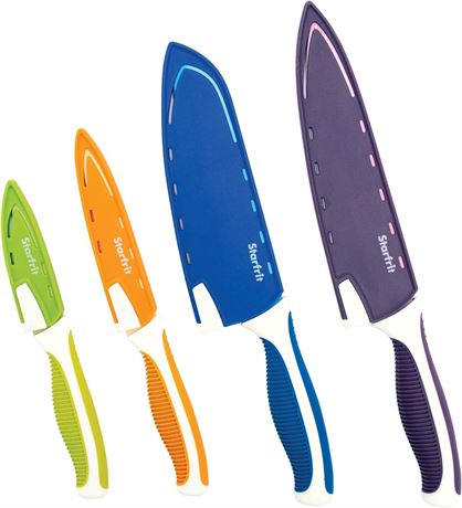 Starfrit Set of 4 Knives with Integrated Sharpener on Sheath