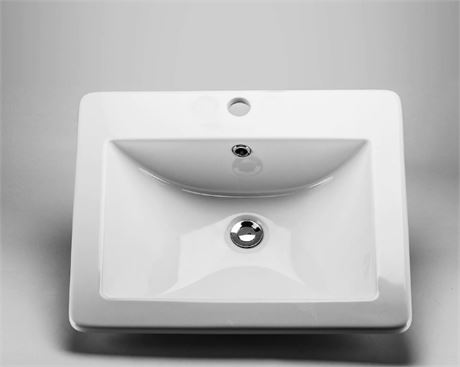 24" x 18"  Acritec Ceramic Rectangular Drop-In Sink Basin