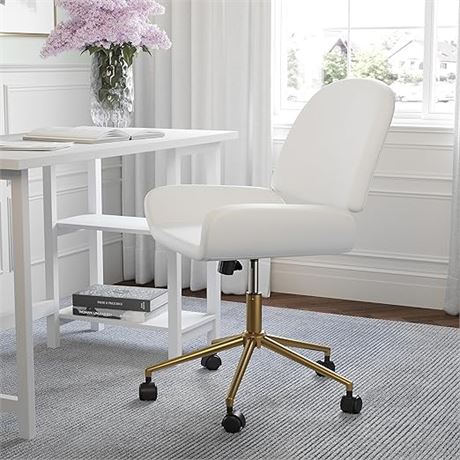 Martha Stewart Tyla Armless Swivel Task Chair for Home Office in White