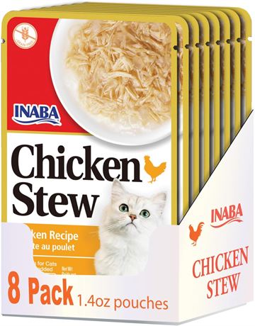INABA Chicken Stew for Cats, Shredded Chicken & Broth Gelée Side Dish/Topper