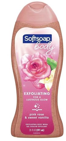 591 mL Softsoap Exfoliating Body Wash, Lustrous Glow Pink Rose and Vanilla,