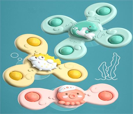 Suction Cup Spinner Toys,Spinning top Baby Toys,Ocean Series Rotating Toys,