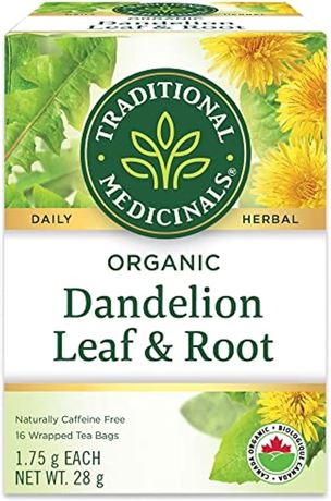Traditional Medicinals Organic Dandelion Leaf and Root Herbal Tea, 16 Count