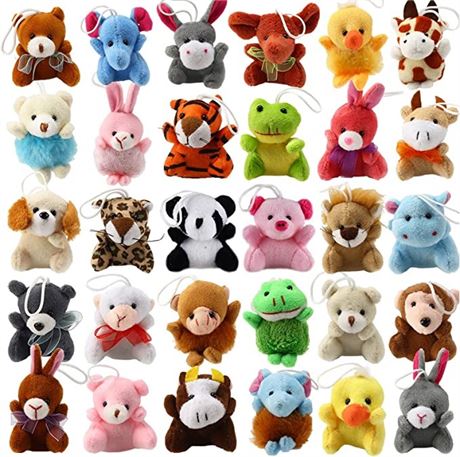 32 Piece Mini Plush Animal Toy Set, Cute Small Animals Plush Keychain Decoration