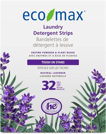 Eco-Max Laundry Detergent Strips- Lavender Essential Oil , 32 strips