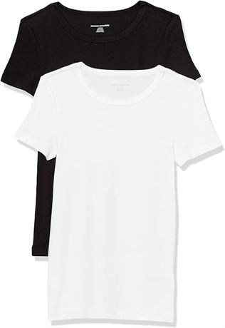 SMALL - Essentials Women's 2-Pack Slim-Fit Short-Sleeve Crewneck T-Shirt