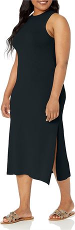 XL - The Drop Women's Gabriela Halter Neck A-Line Side Slit Maxi Dress, Black