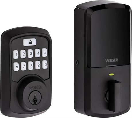 Weiser Aura Matte Black Bluetooth Door Lock, Remote Sharing Compatible