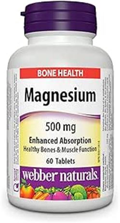 500 mg 60 Tablets Webber Naturals Magnesium, Enhanced Absorption Mineral