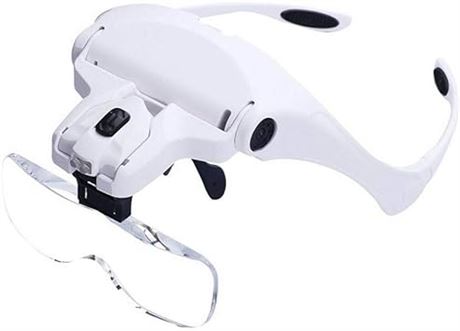 Bysameyee Magnifying Glasses with Light, Head Mount Magnifier Lighted Headband