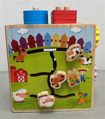 JHTOY Wooden Activity Cube