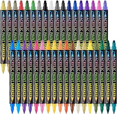 Acrylic Paint Markers, 36 Colors Dual Tip Acrylic Paint Pens Paint Markers