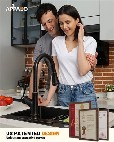 APPASO Kitchen Sink Faucet with Pull Down Sprayer and Magnetic Docking Spray