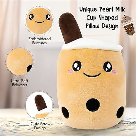 Genchi Plush Pillow Bubble Tea Plush Cartoon Pet Pillow Animal Stuffy