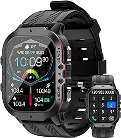 Smart Watches for Men, 1.96" HD AMOLED, Rugged Military
