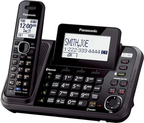 Panasonic 2-Line Cordless Phone System with 1 Handset - Answering Machine, Link2