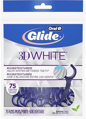 Oral B Glide Floss Picks, Whitening Dental Floss, Radiant Mint, 75 Count