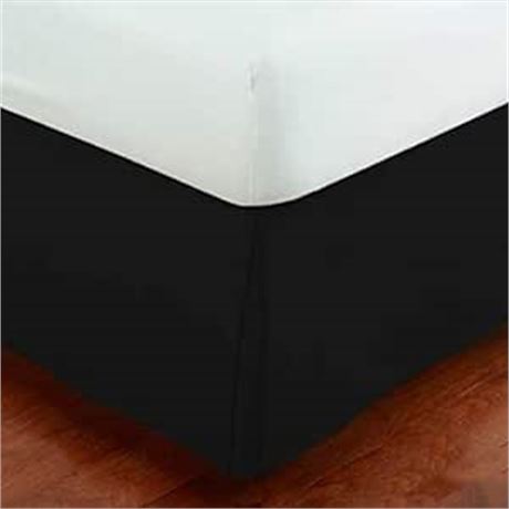 Luxury Tailored Bed Skirt 14" Drop Pleated Styling Dust Ruffled Solid New (Black