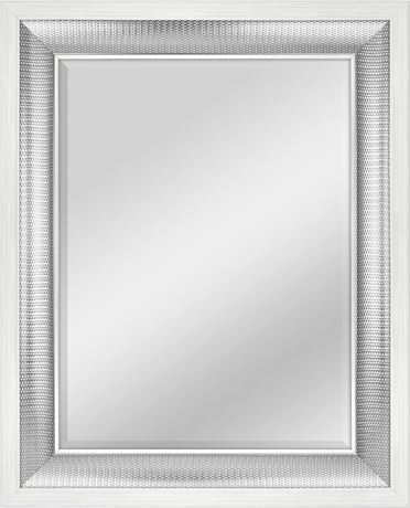 MCS 18x24 Inch Beveled Wall Mirror White & Woven, Silver (83041)