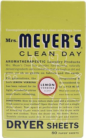 80 sheets Mrs. Meyer's Dryer Sheets Lemon Verbena