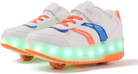 4 - 4.5 Big Kid - RESLIDE Girls Roller Shoes Boys Sneakers USB Rechargeable LED