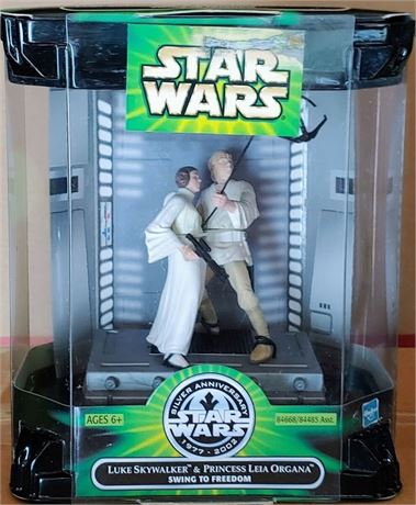 Star Wars Luke & Leia Swing to Freedom Silver Anniversary Action Figures Hasbro