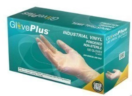 Size Large, Box of 100, AMMEX GlovePlus Industrial Clear Vinyl Gloves, 3 mil
