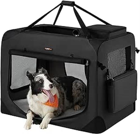 Black Feandrea Dog Crate, Collapsible Pet Carrier, XXL
