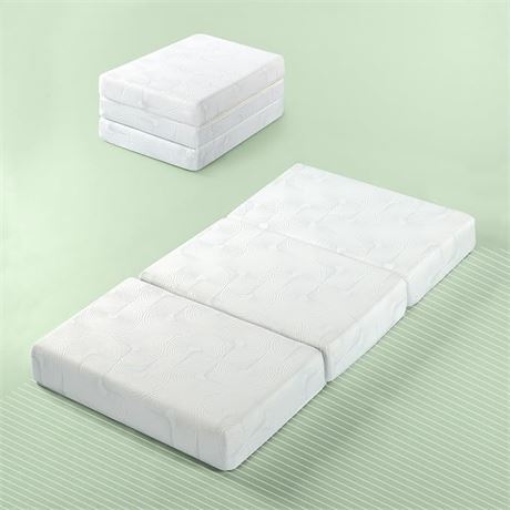 Zinus Gel Memory Foam 5 Inch Tri-Fold Comfort Portable Folding Floor Mat, Single